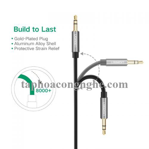 Ugreen 10736 3M màu Đen Cáp âm thanh 2 đầu 3.5mm dương dây tròn TPE cao cấp AV119 30010736